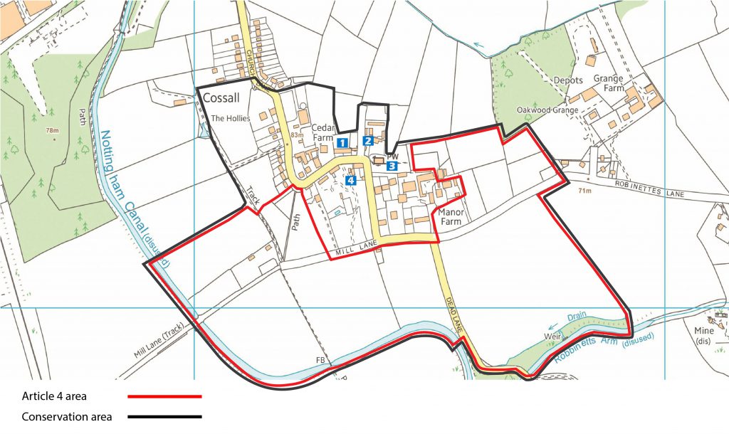 Map showing conservation area of Cossall