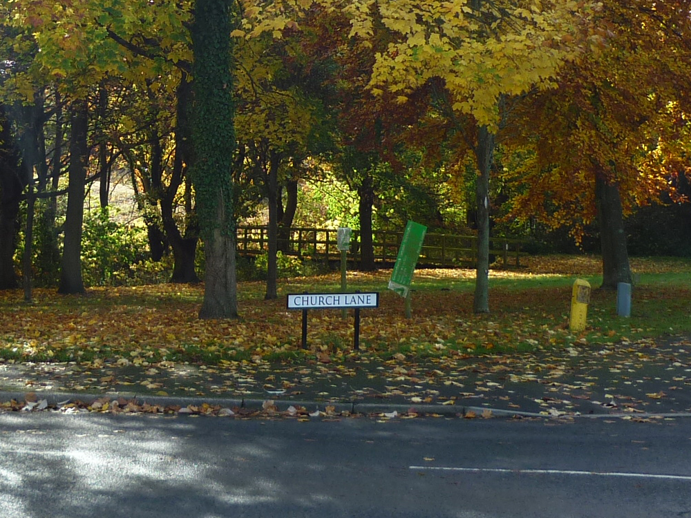 Photo of Cossall Church Lane street sign surrounded by trees