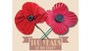 image of two poppies and the 100 years banner